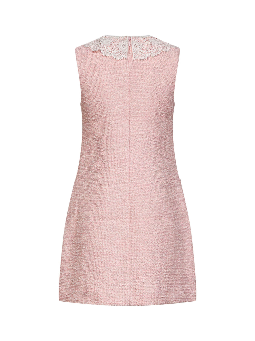Self Portrait Women Pink Bouclé Mini Dress With Lace Collar