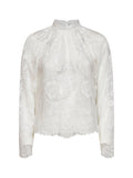 Self Portrait Women White Lace Long-Sleeved Blouse