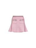 Self Portrait Women Pink Sequin Knit Flared Mini Skirt