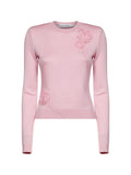 Self Portrait Women Pink Knit Jumper With Flowers Detail