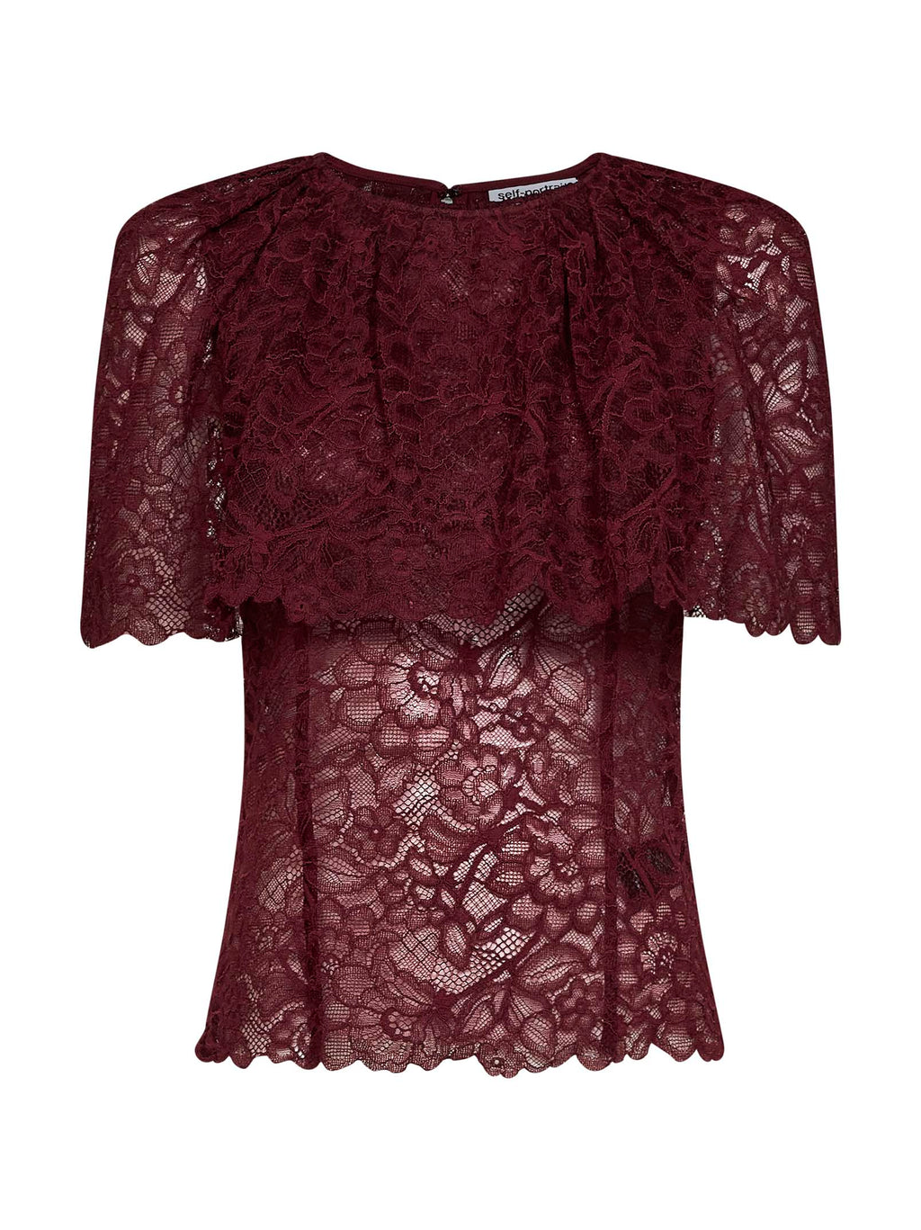 Self Portrait Women Burgundy Lace Cape Top