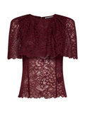 Self Portrait Women Burgundy Lace Cape Top