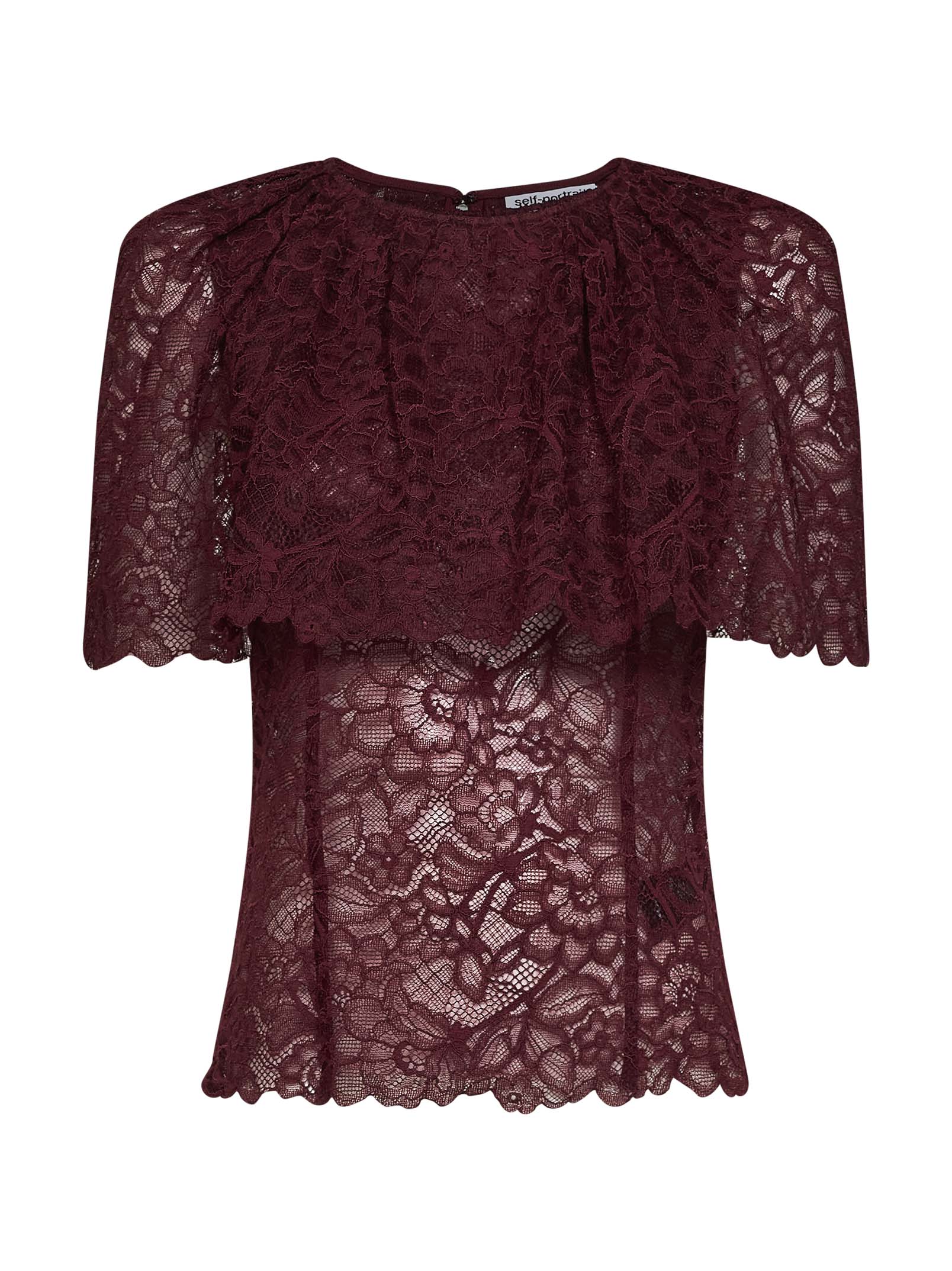 Self Portrait Women Burgundy Lace Cape Top