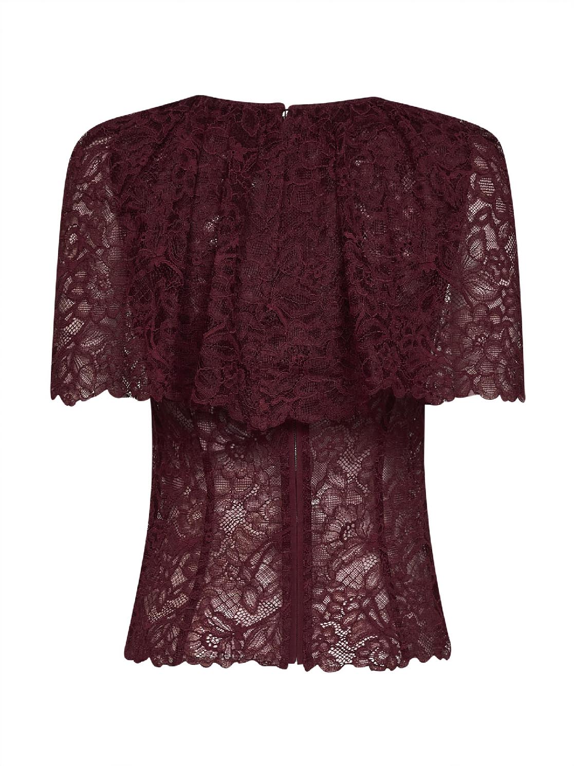 Self Portrait Women Burgundy Lace Cape Top