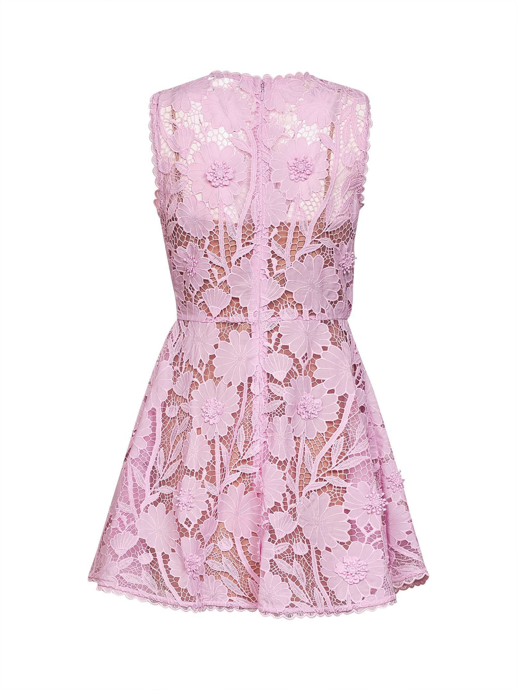 Self Portrait Women Pink Macramé Lace Mini Dress