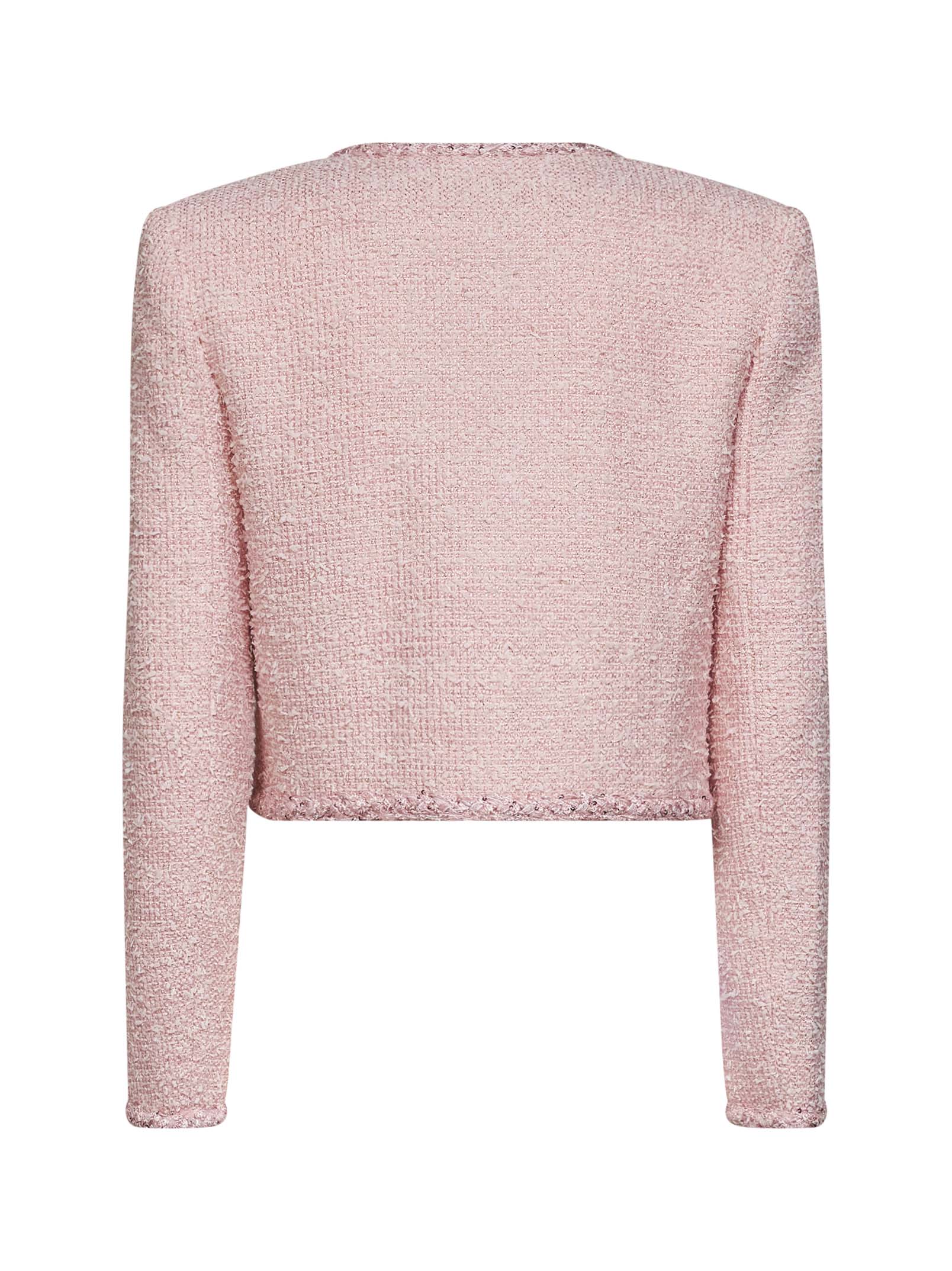 Self Portrait Women Pink Bouclé Jacket With Braided Trimmings