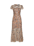 Self Portrait Women Silver Sequin-Embellished Tulle Midi Dress