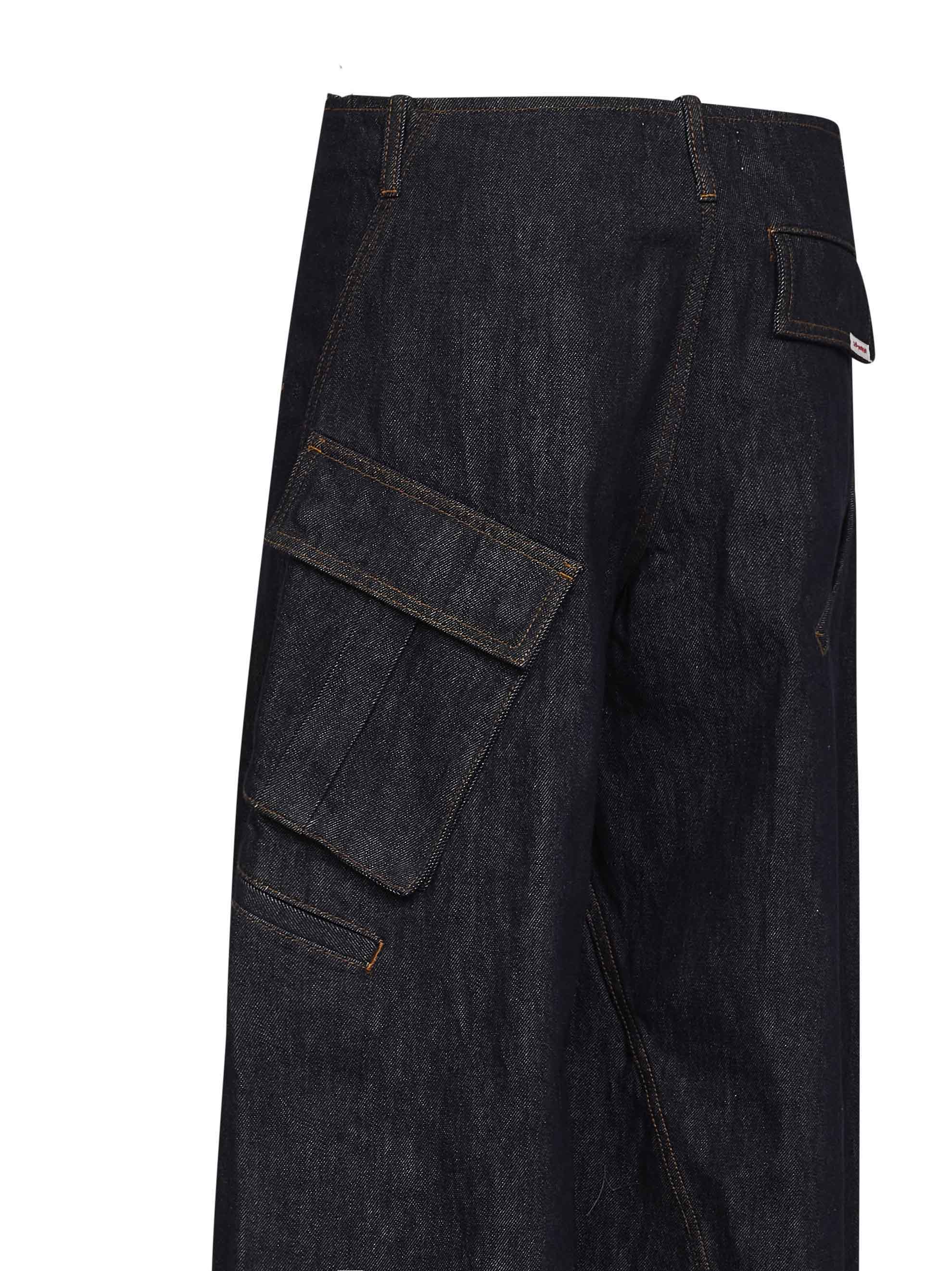 Self Portrait Women Indigo Denim Cargo Jeans