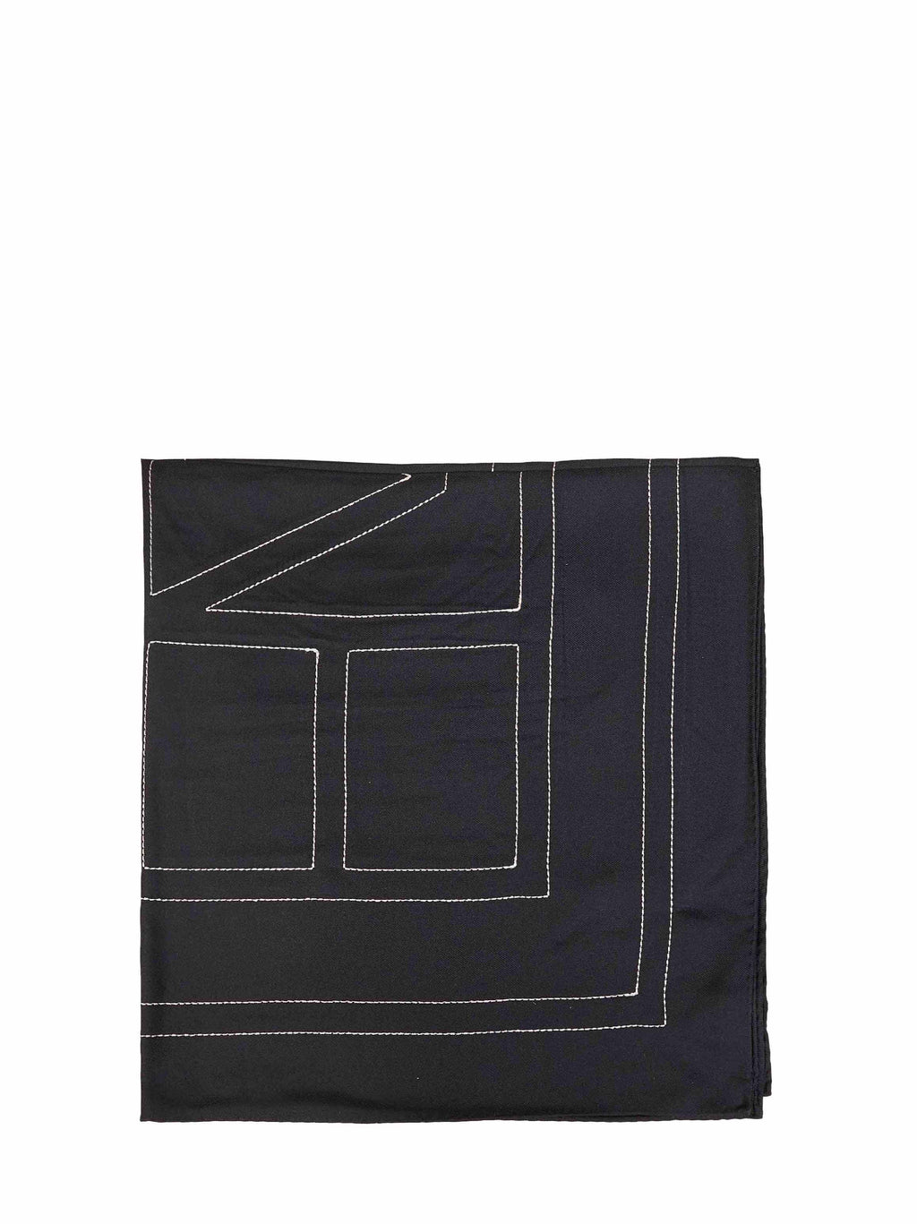 Toteme Women Black Silk Embroidered Monogram Scarf