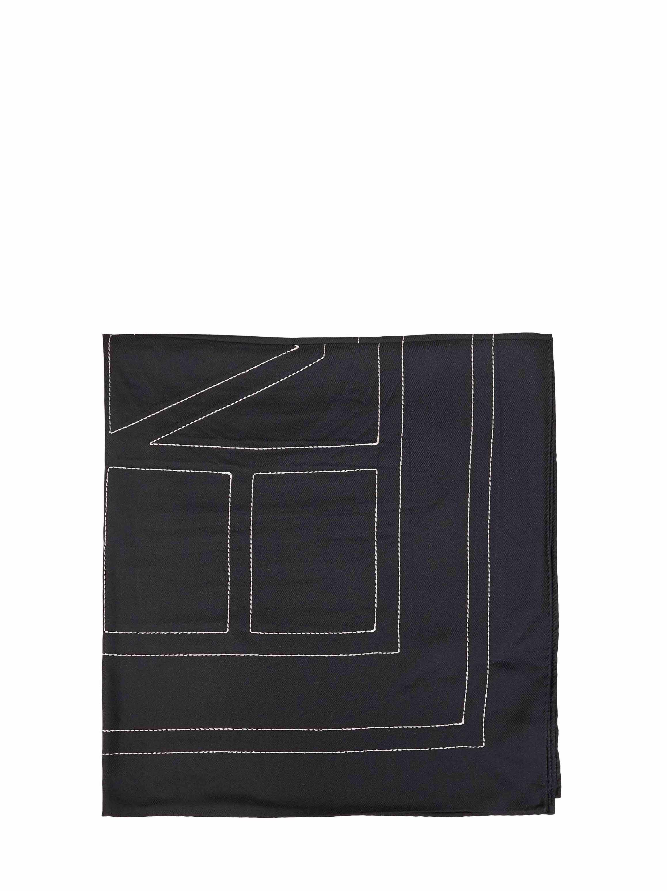 Toteme Women Black Silk Embroidered Monogram Scarf