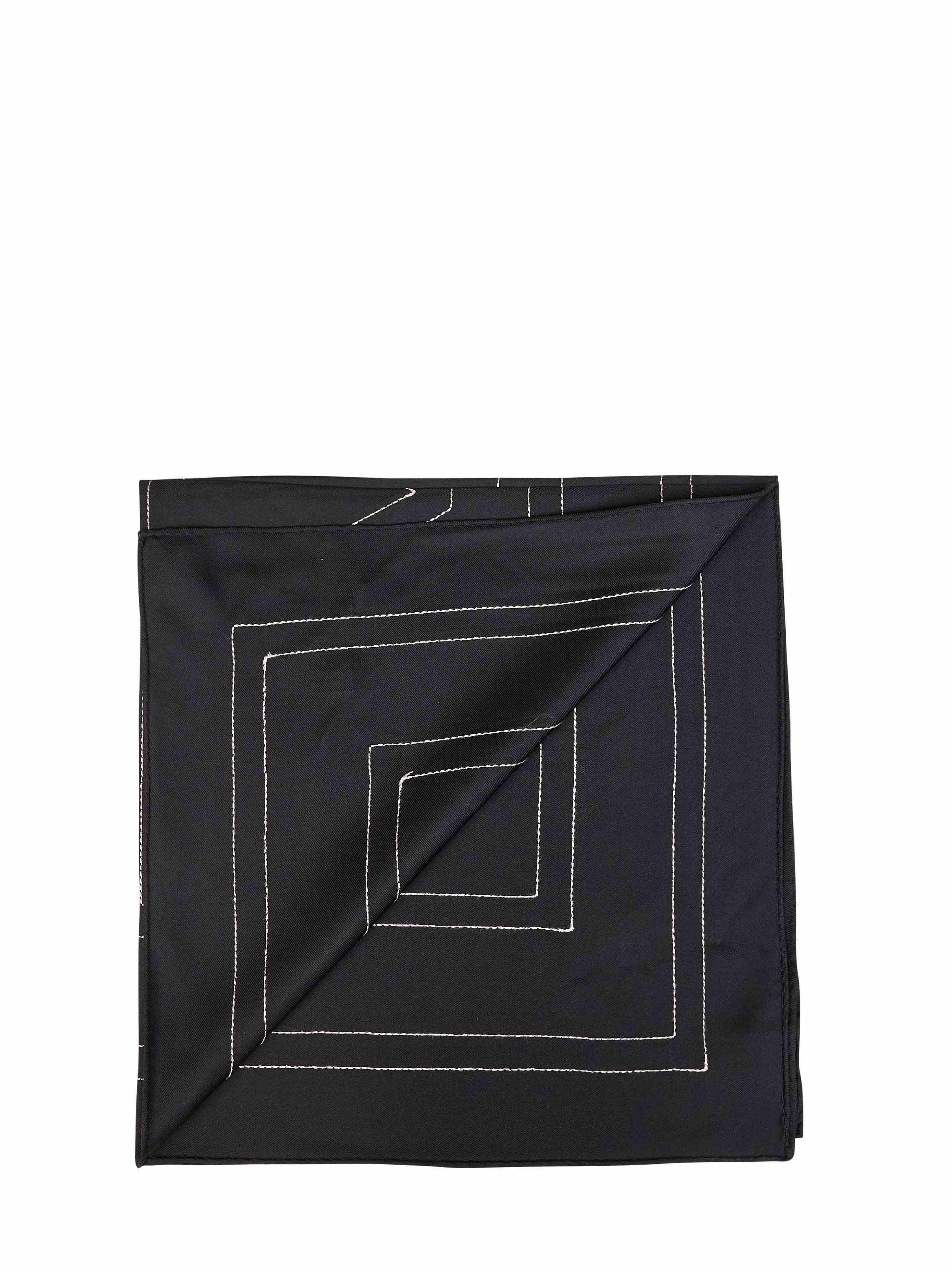 Toteme Women Black Silk Embroidered Monogram Scarf