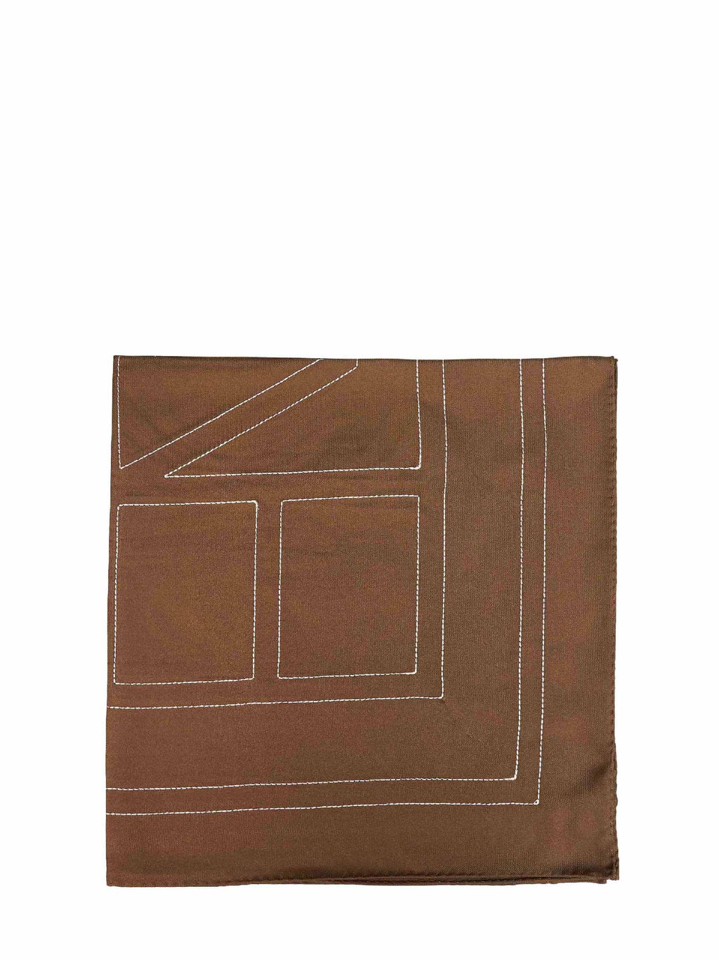 Toteme Women Mocha Silk Embroidered Monogram Scarf