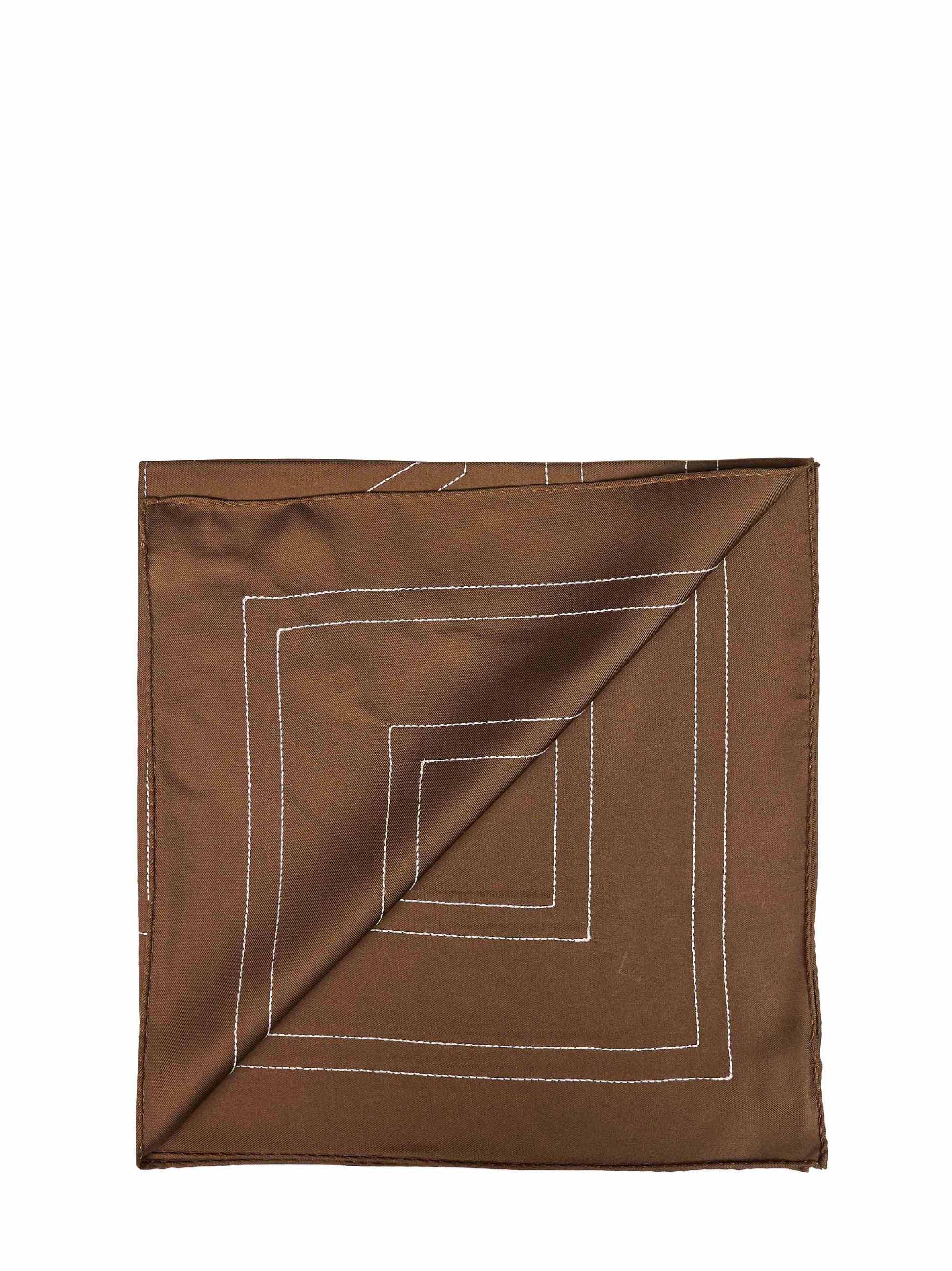 Toteme Women Mocha Silk Embroidered Monogram Scarf