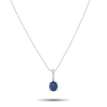 LB Exclusive 18K White Gold 0.10ct Diamond and Sapphire Pendant Necklace MF09-041426