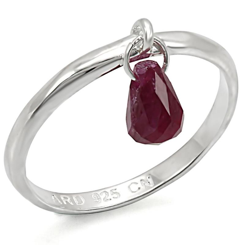 Silver 925 Sterling Silver Ring with Genuine Stone in Ruby