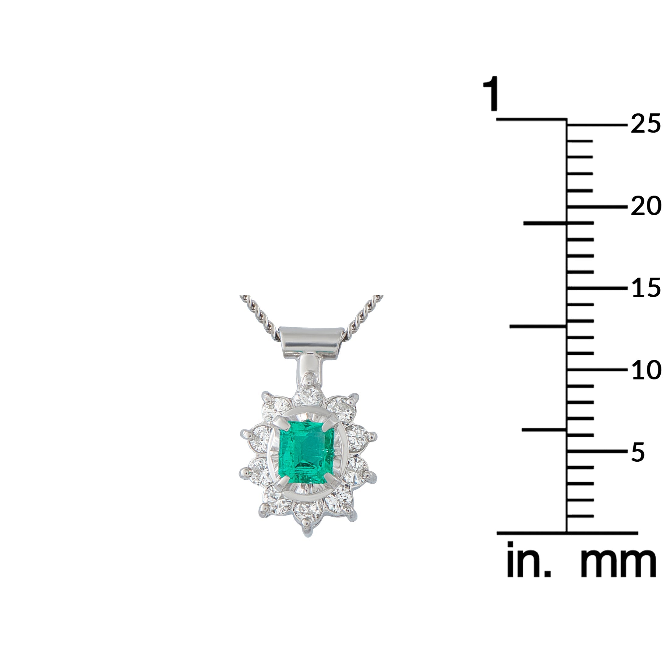 LB Exclusive Platinum 0.20ct Diamond and Emerald Pendant Necklace MF26-041326
