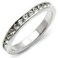High-Polished 925 Sterling Silver Ring with Top Grade Crystal in Clear