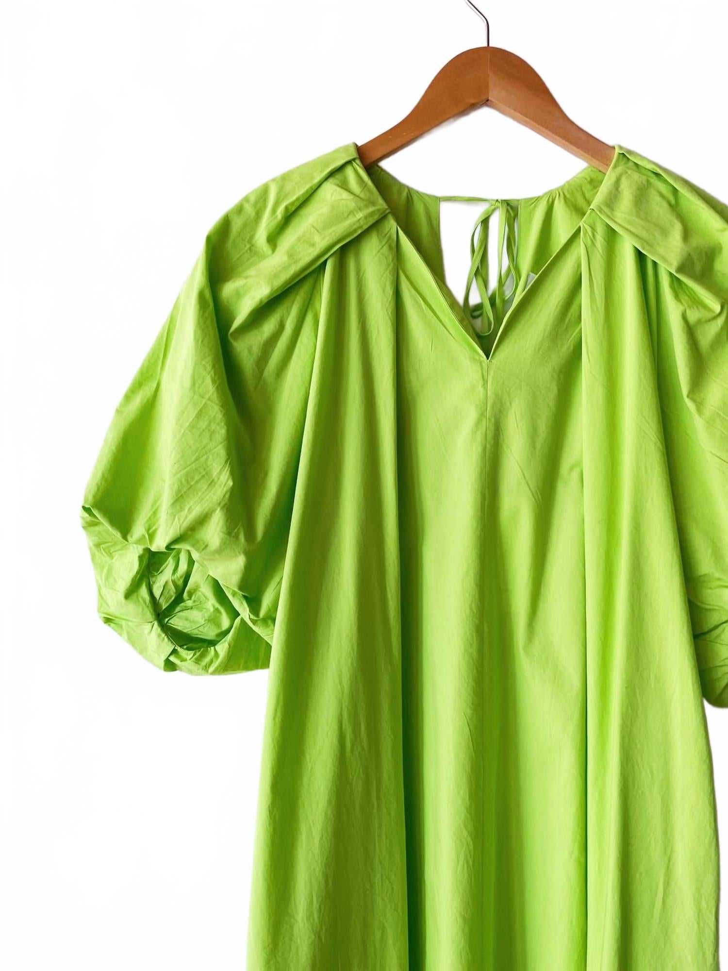 Tucked Cocoon Dress In Apple
