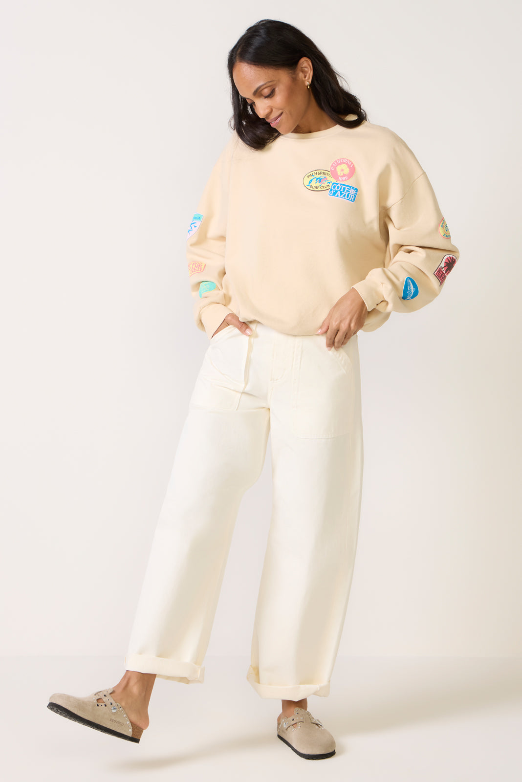 Women's Destination Patches Oversized Crew Top