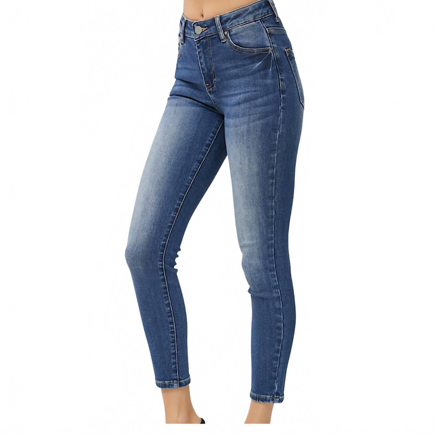 High Rise Basic Ankle Skinny Jeans In Dark Wash