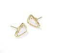 Women's Cheer Stud Earrings In Gold White Mop