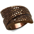 IP Coffee light Brass Ring with AAA Grade CZ in Light Coffee