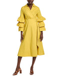 Gracia Layered Sleeve Wrap Midi Dress
