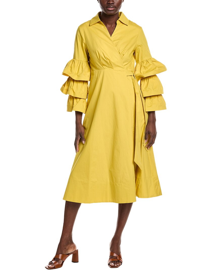 Gracia Layered Sleeve Wrap Midi Dress