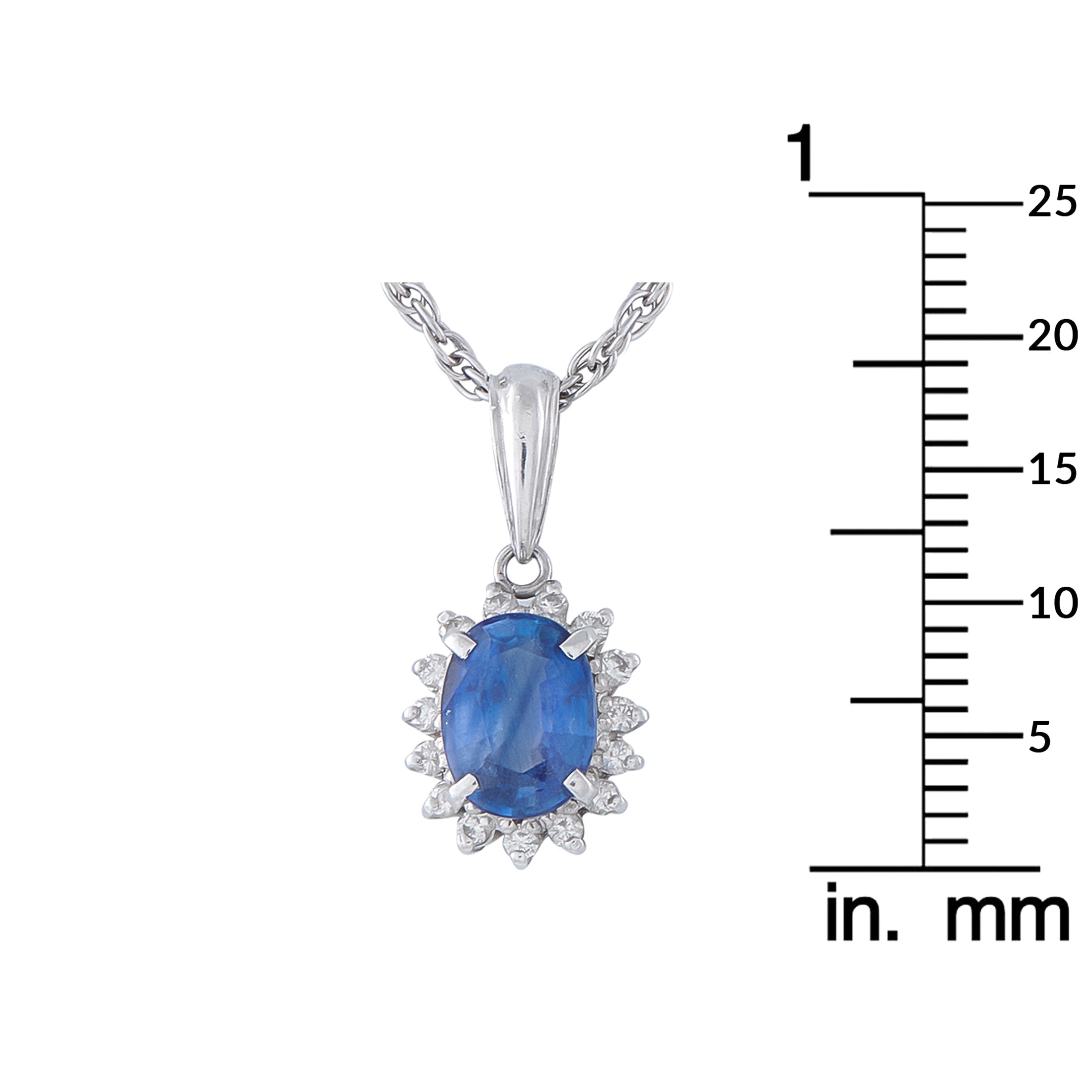 LB Exclusive Platinum 0.14ct Diamond and Sapphire Pendant Necklace MF02-041426