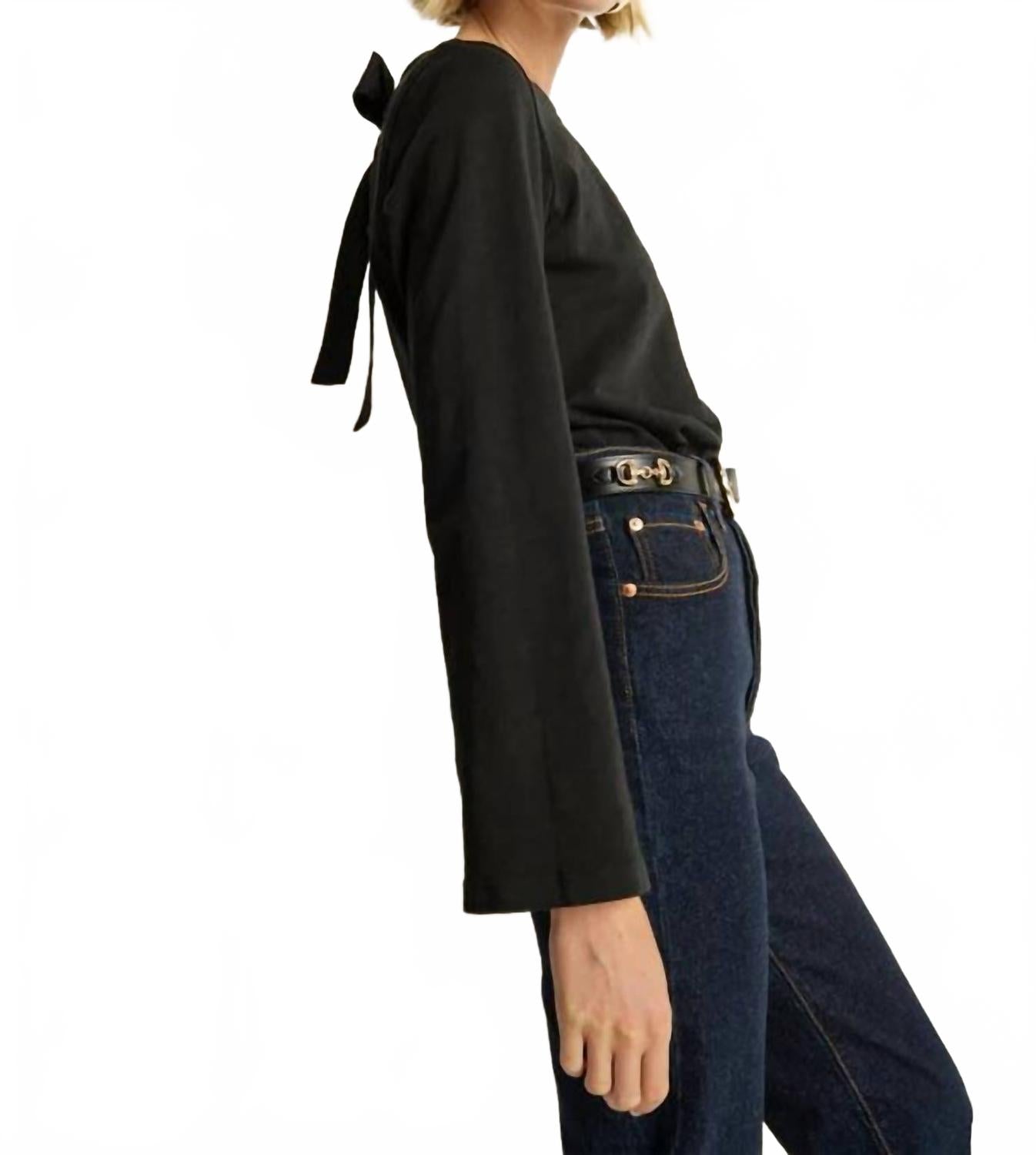 Tavin Tie Back Top In Jet Black