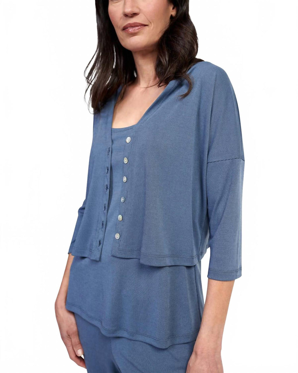 Essential Crop Cardigan In Blue