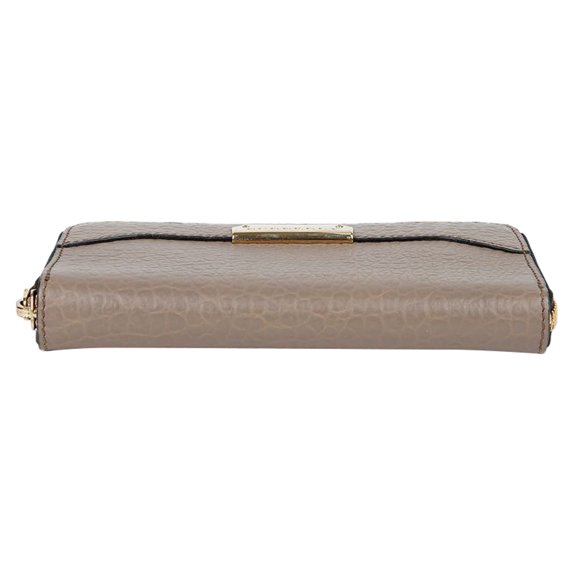 Metal Logo Zipper Long Wallet