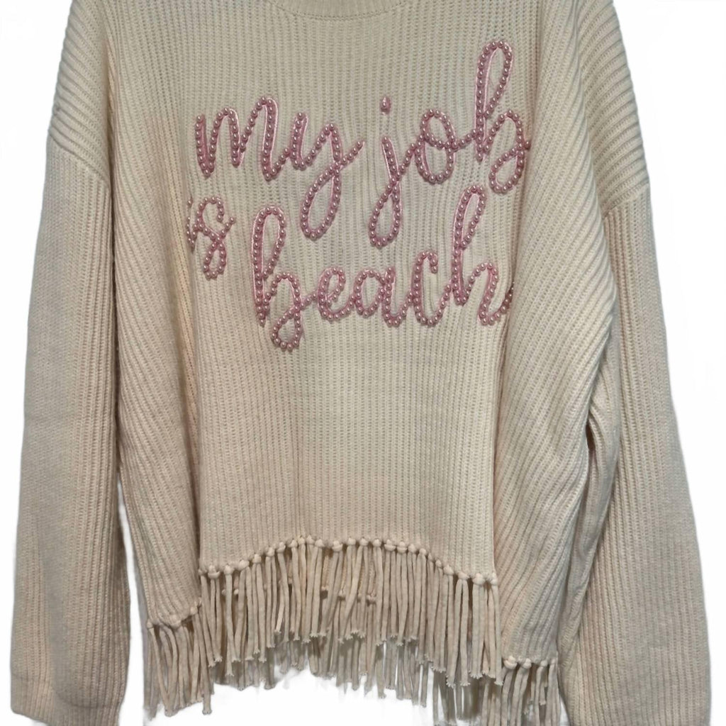 My Job Is Beach Sweater In Cream/pink