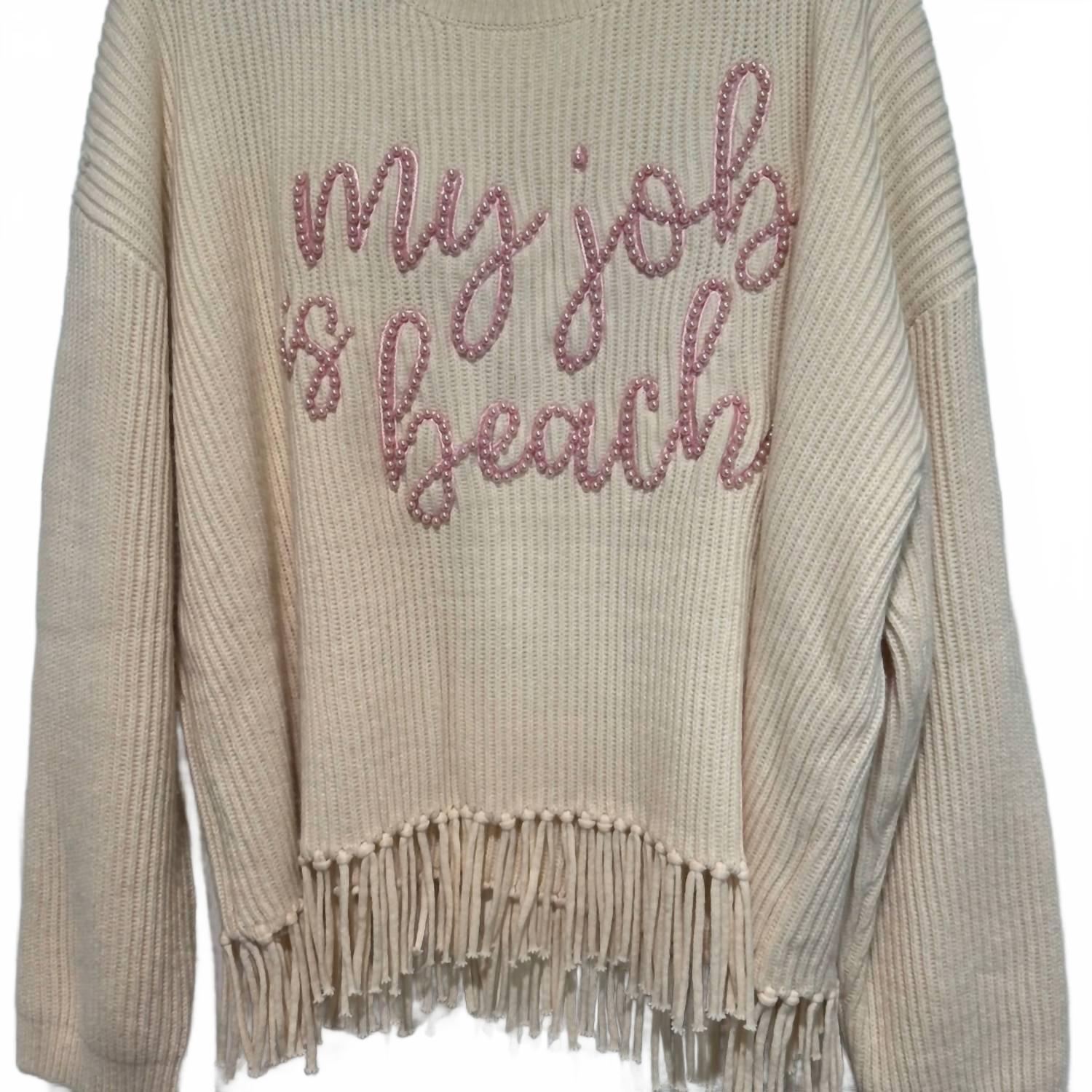 My Job Is Beach Sweater In Cream/pink