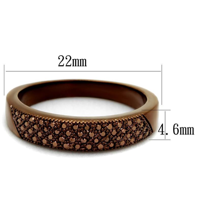 IP Coffee light Brass Ring with AAA Grade CZ in Light Coffee