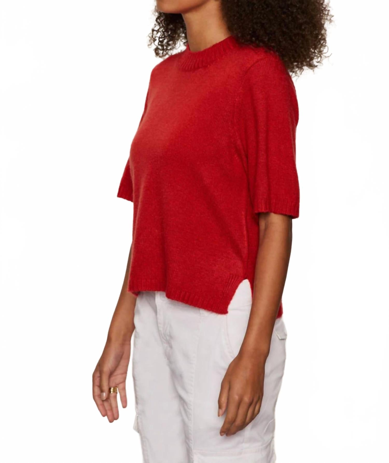 Perfect Short Sleeve Sweater Tee In Tulip
