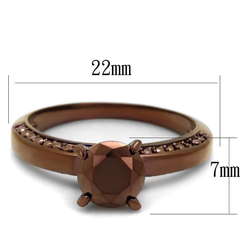 IP Coffee light Brass Ring with AAA Grade CZ in Light Coffee