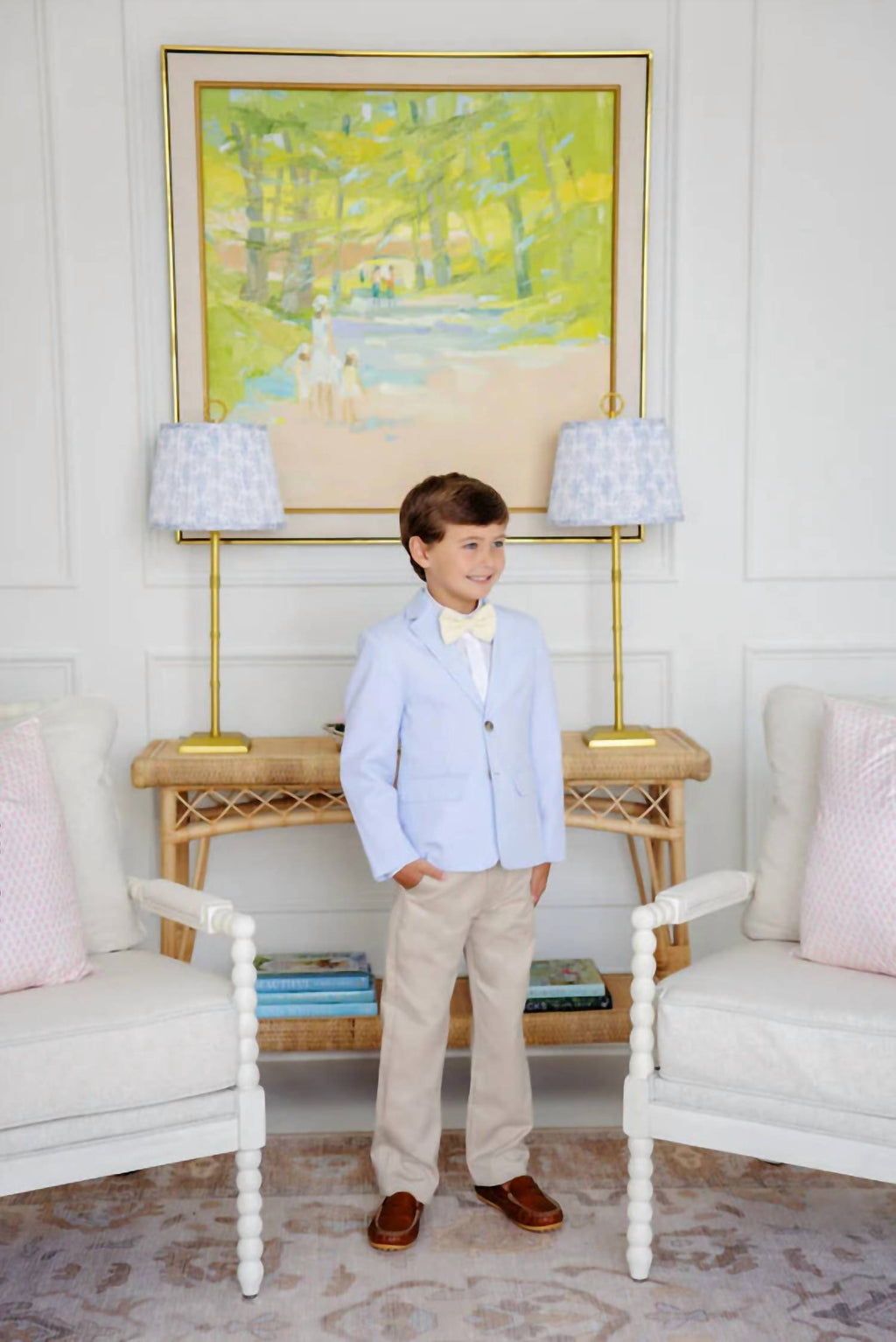 Prep School Pants In Keeneland Khaki With Nantucket Navy Stork
