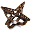 IP Coffee light Brass Ring with AAA Grade CZ in Light Coffee