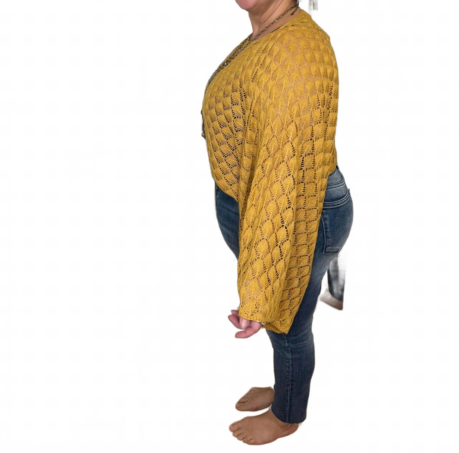 Free Spirit Bell Sleeve Top In Mustard