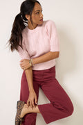 Women's Mason Puff Sleeve Cable Sweater Top