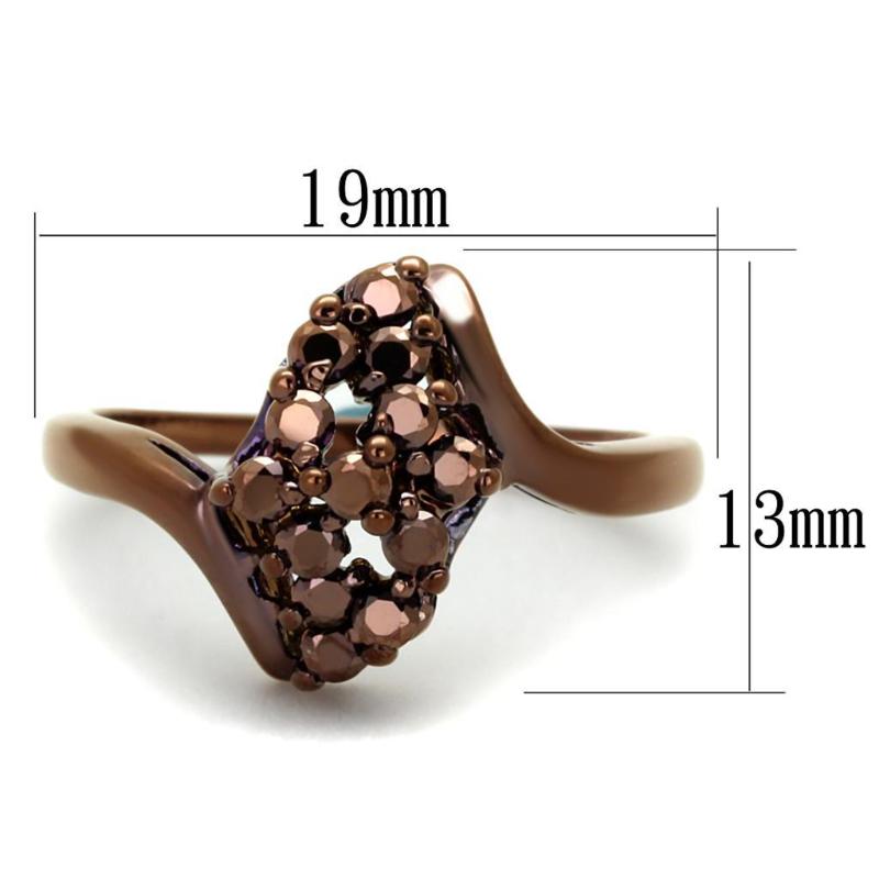 IP Coffee light Brass Ring with AAA Grade CZ in Light Coffee