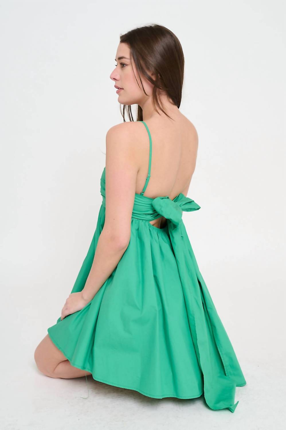 Cycladic Leaf Short Dress In Green