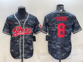 Men's San Francisco 49ers Steve Young #8 Grey Camouflage Game jersey Joint Edition