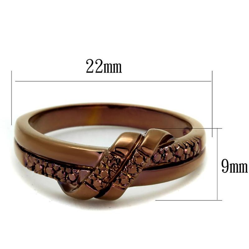 IP Coffee light Brass Ring with AAA Grade CZ in Light Coffee