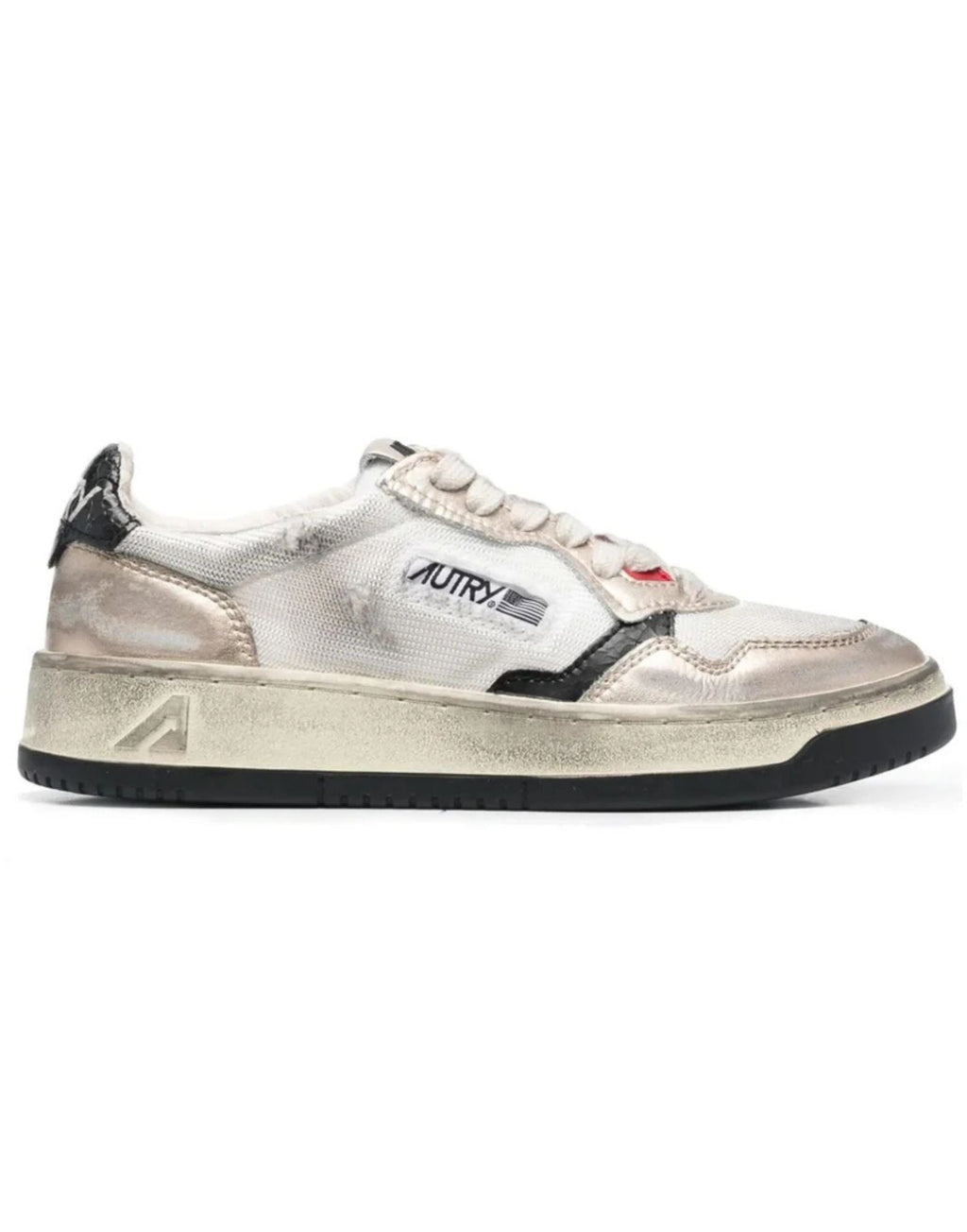 Autry Sup Vint Low Wom Sneakers In Calf Leather Wht/Gold For Women Avlw Ms09 Wht/Gold