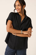 Women's Crepe Short Sleeve Popover Top