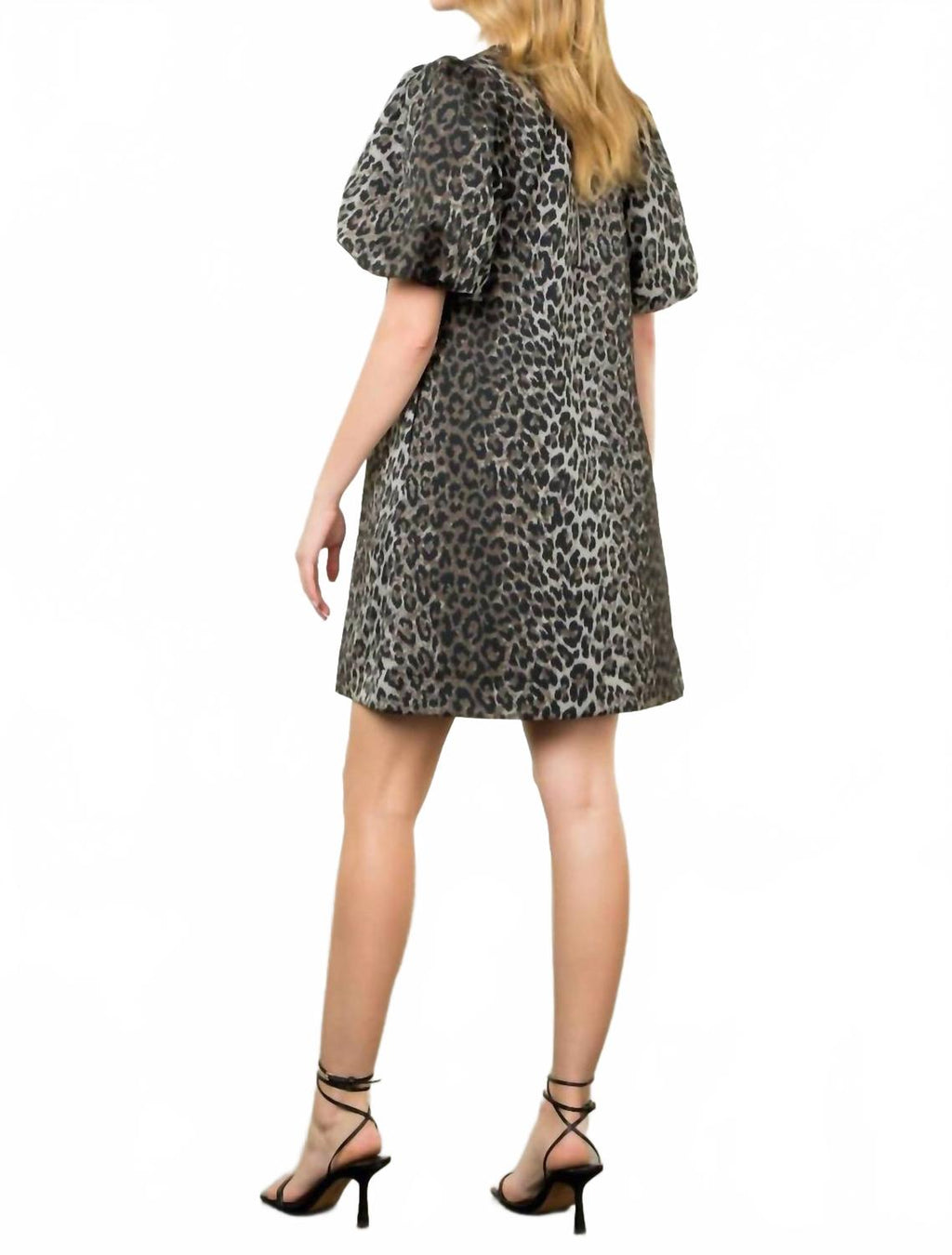 Puff Sleeve Dress In Cheetah