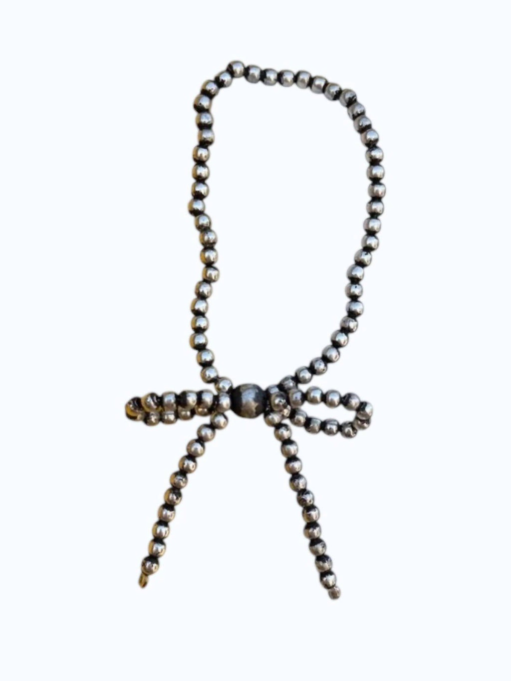 Women's Bow Stretch Bracelet In Silver Beaded