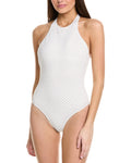 Milly Jackie Textured Waves Halter One-Piece
